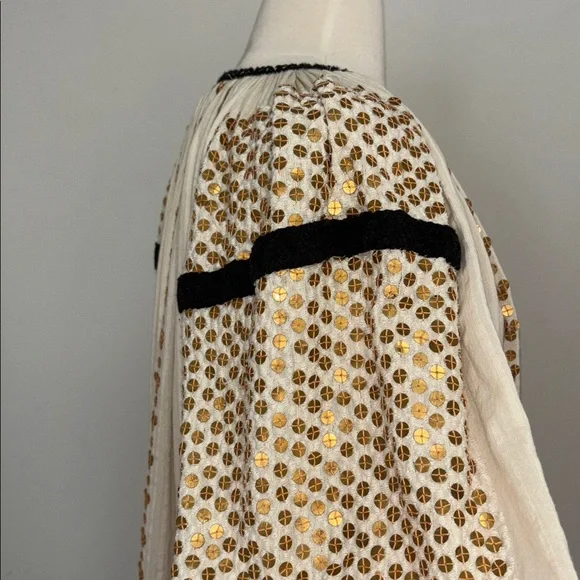 Isabel Marant Ivory Blouse with Matte Gold Sequin and Black Embroidery - Picture 5 of 11